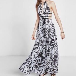 Express Black and White Floral Maxi Skirt